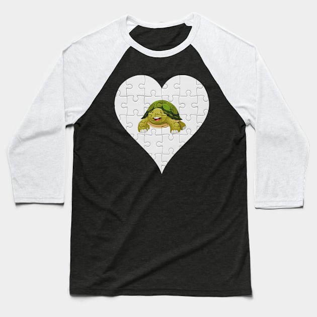 Jigsaw  Turtle Heart Design - Fish Turtle Baseball T-Shirt by giftideas